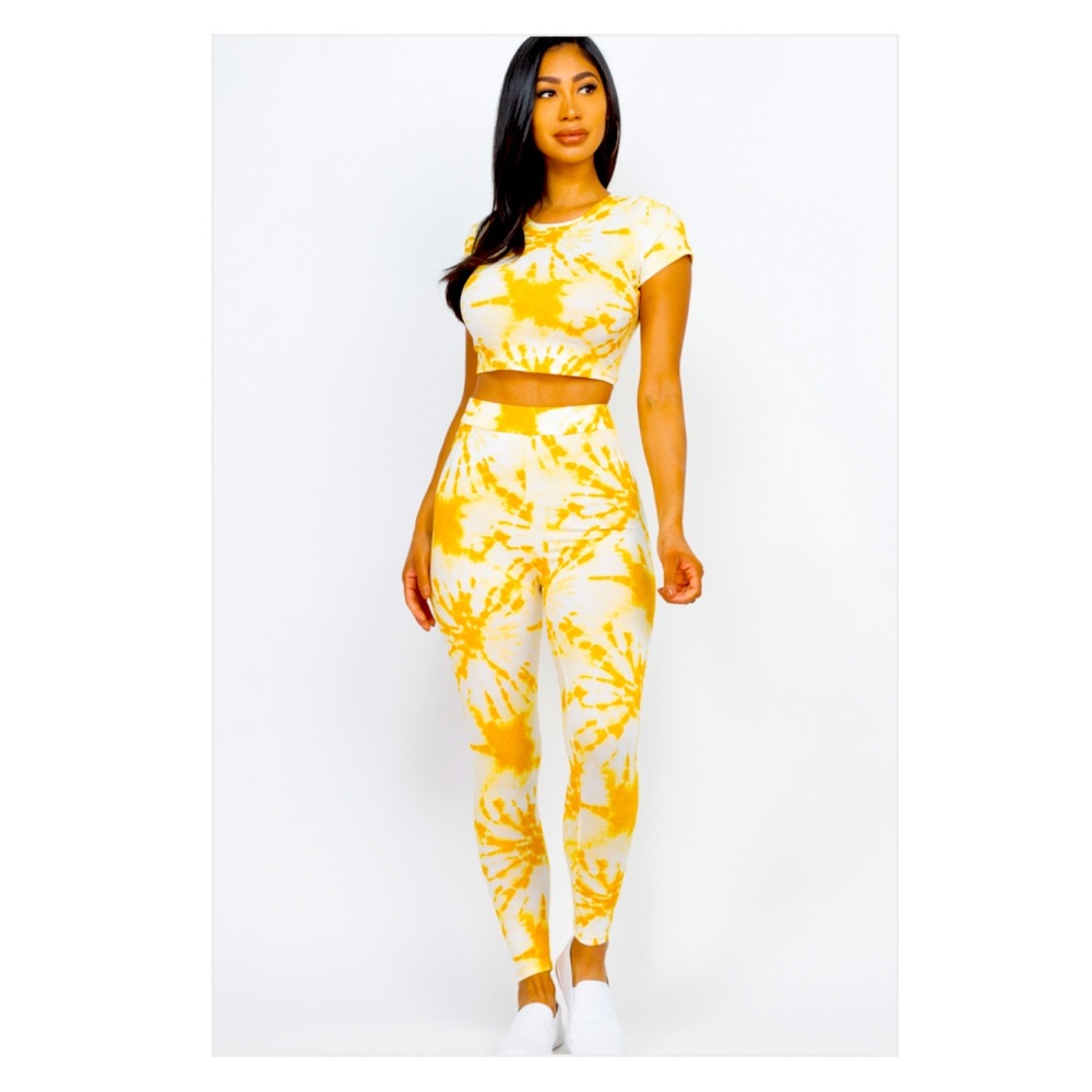 Yellow Tie Dye Leggings Set